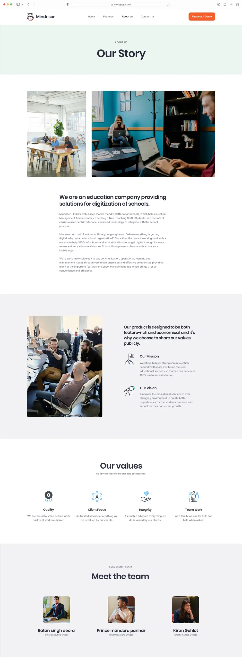 The Mindriser about page.