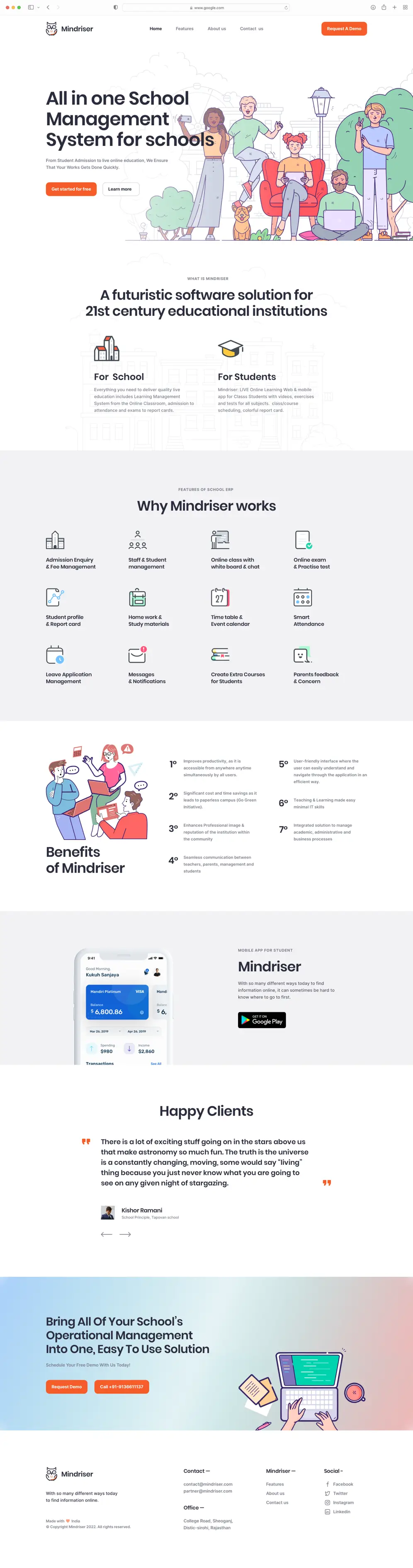 The Mindriser marketing site — full home page.