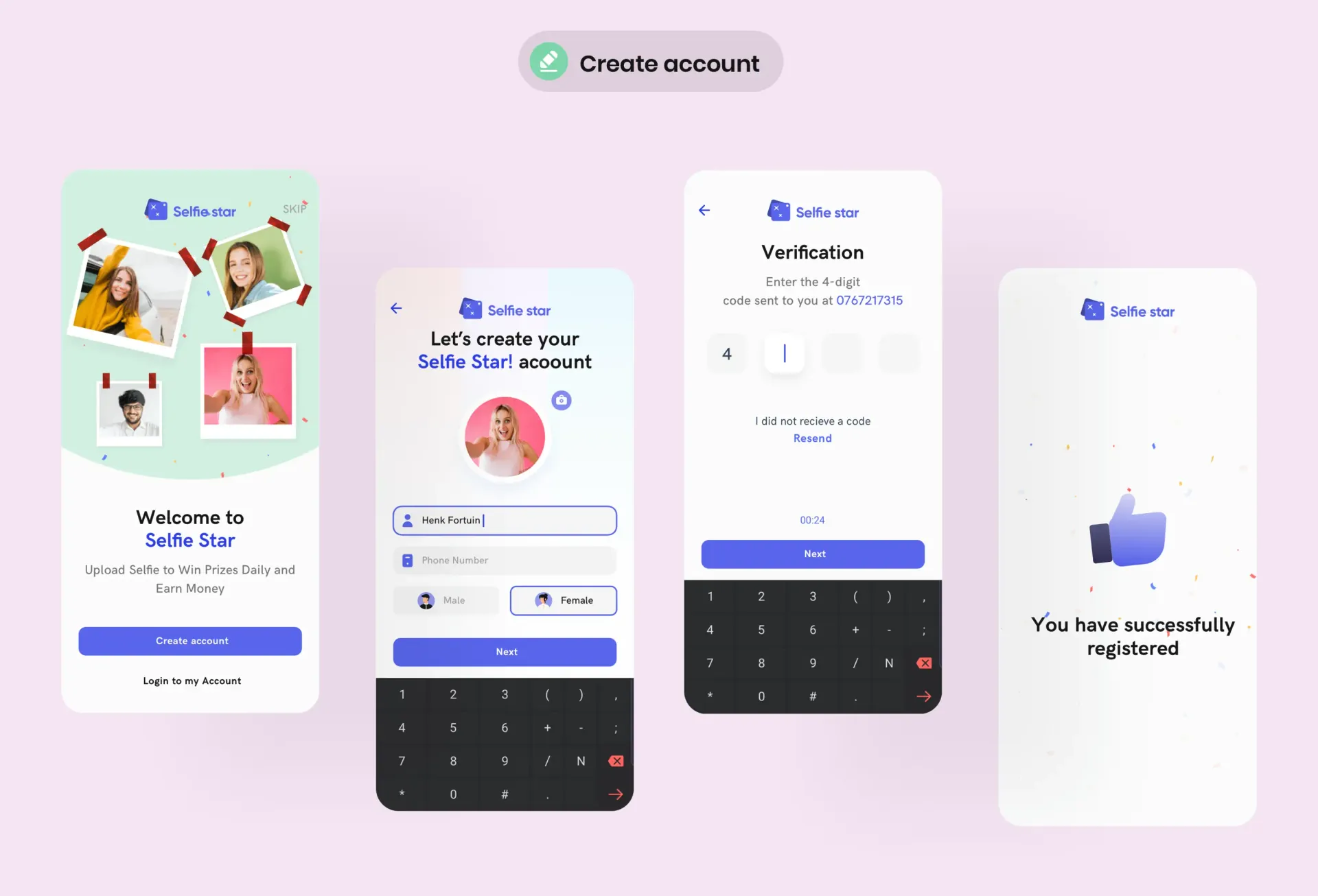 Sign-up and account-creation flow.