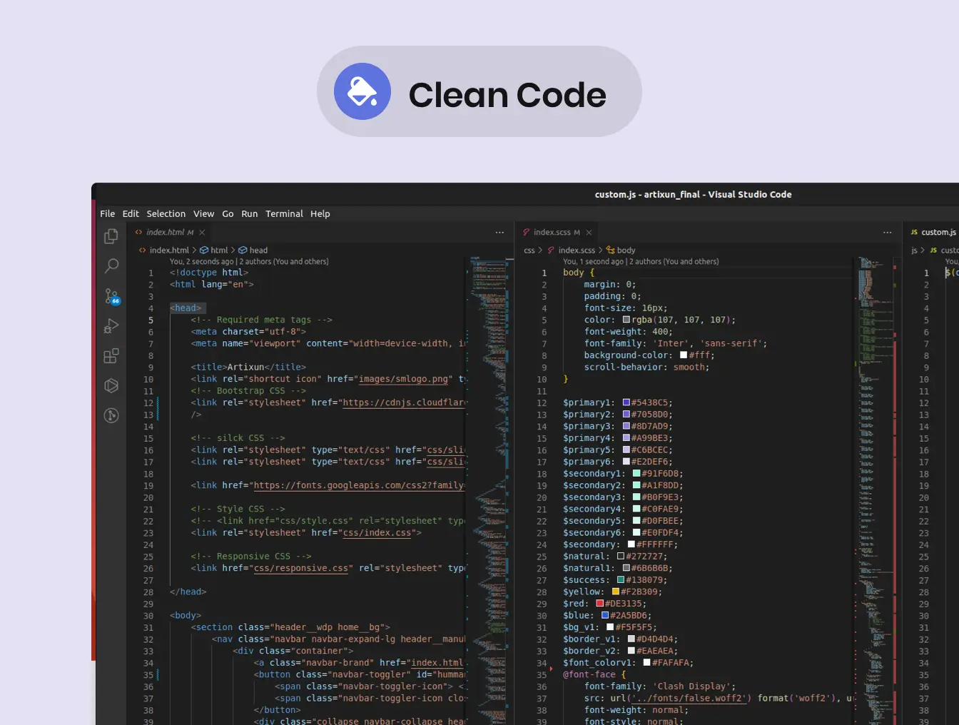 Clean, structured front-end code.