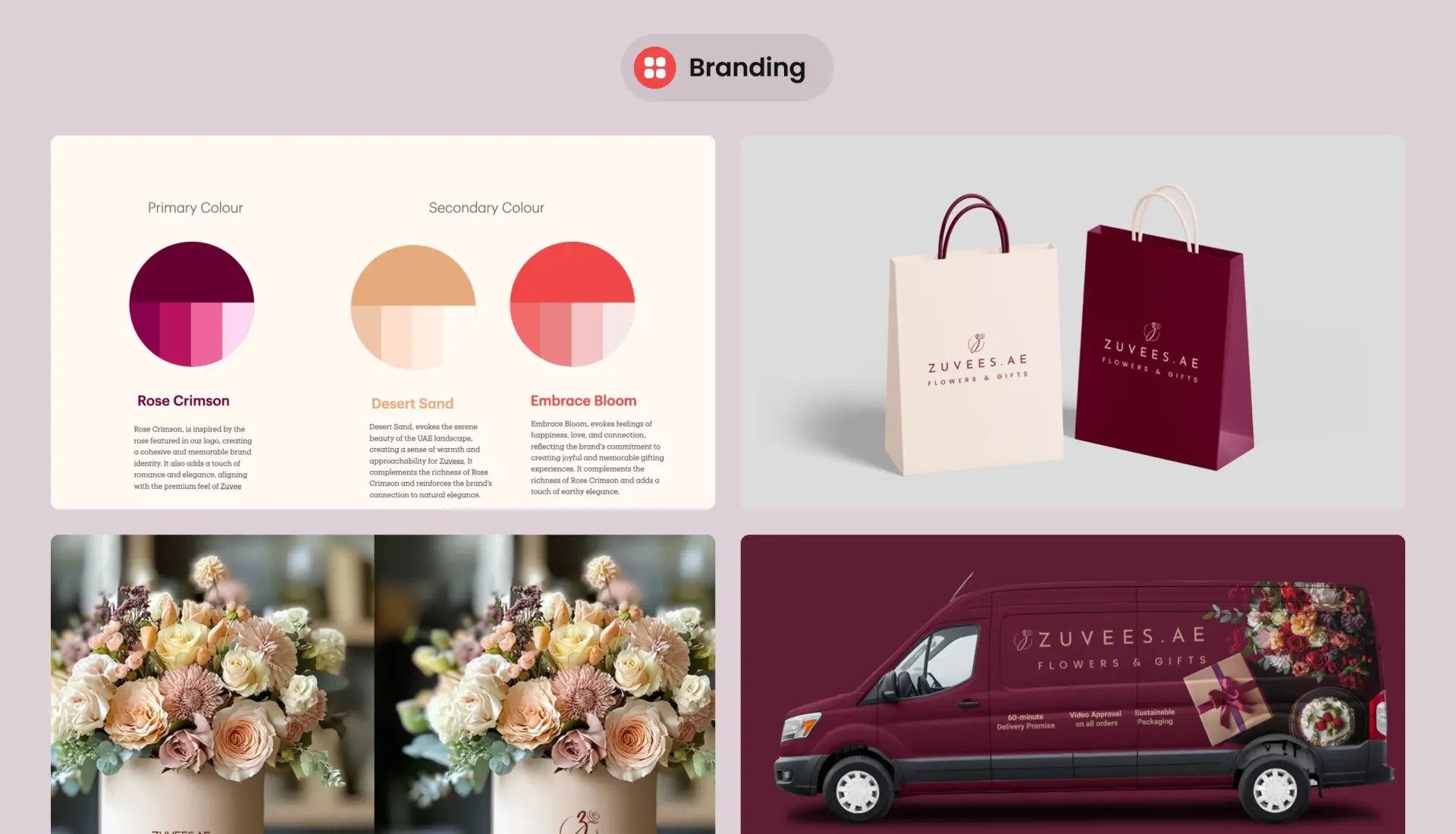 Brand identity — palette, type and packaging.