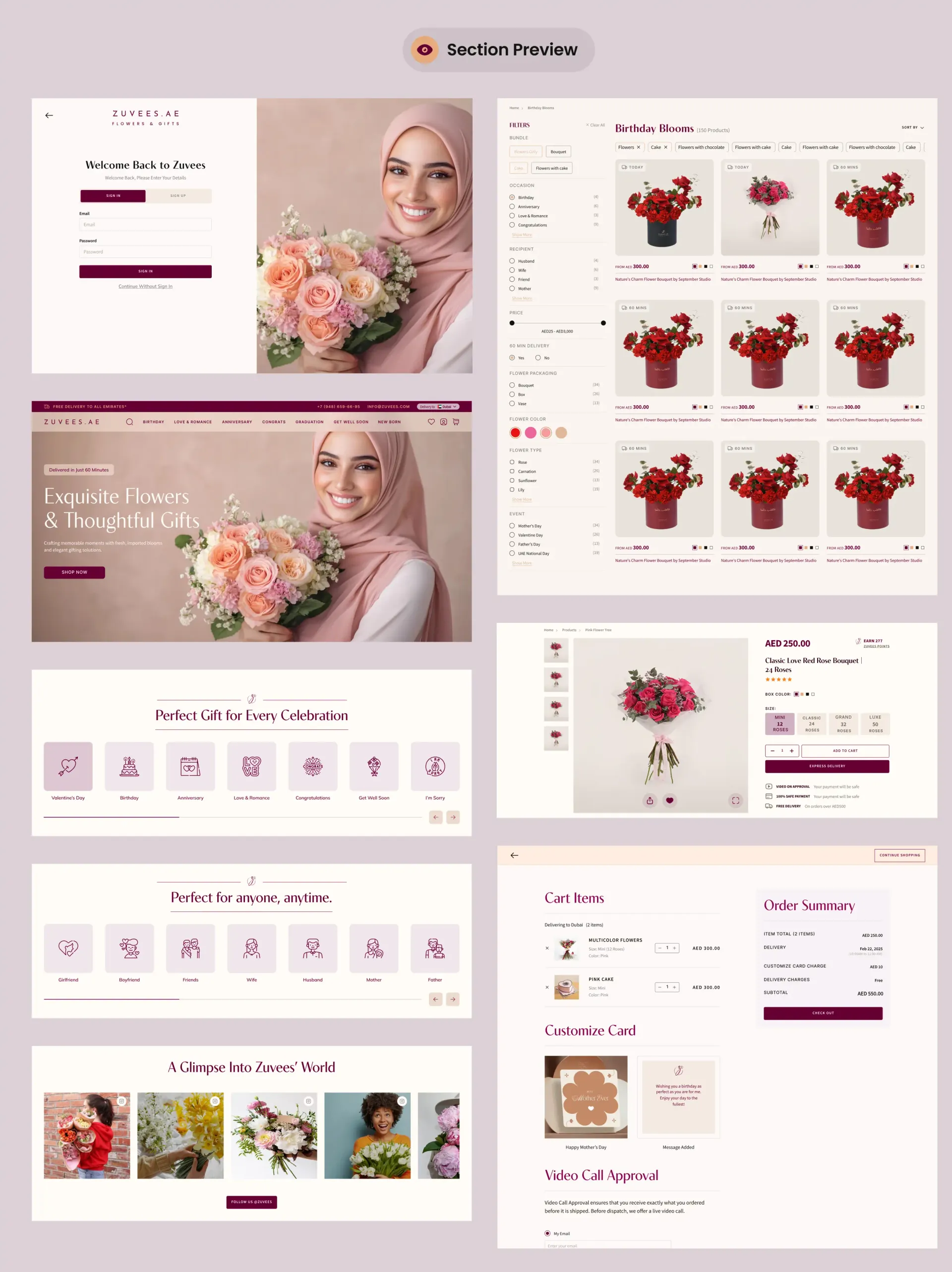 Close-ups of the product and category sections.
