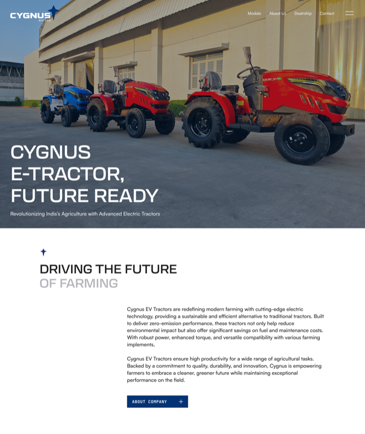 Cygnus Motors marketing website
